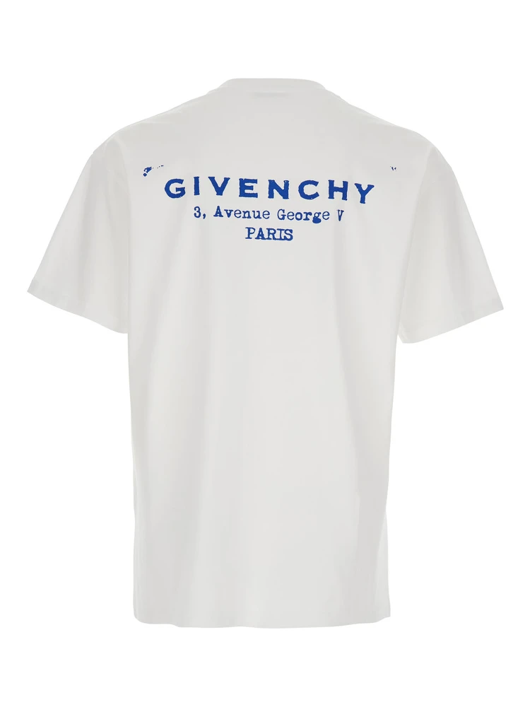 تيشيرت أبيض برقبة دائرية وشعار مطبوع على الظهر، مصنوع من القطن الرجالي alternative