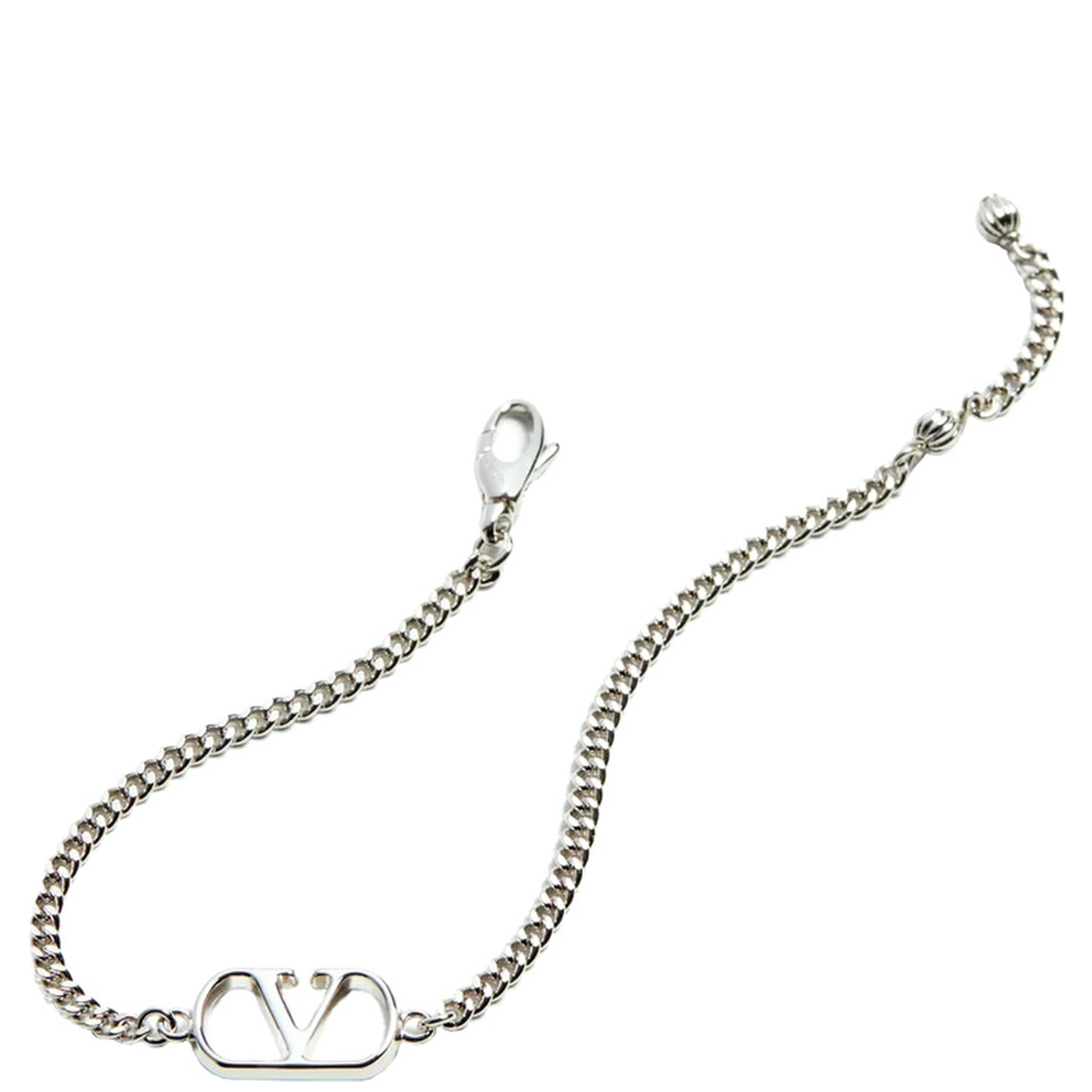 Metallic Bracelet with Chunky Chain-Link Design and VLogo in Bronze Man