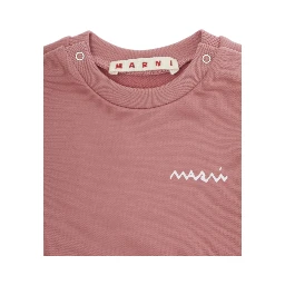 PinkDress with Logo on Front and Flared Skirt in Cotton Baby