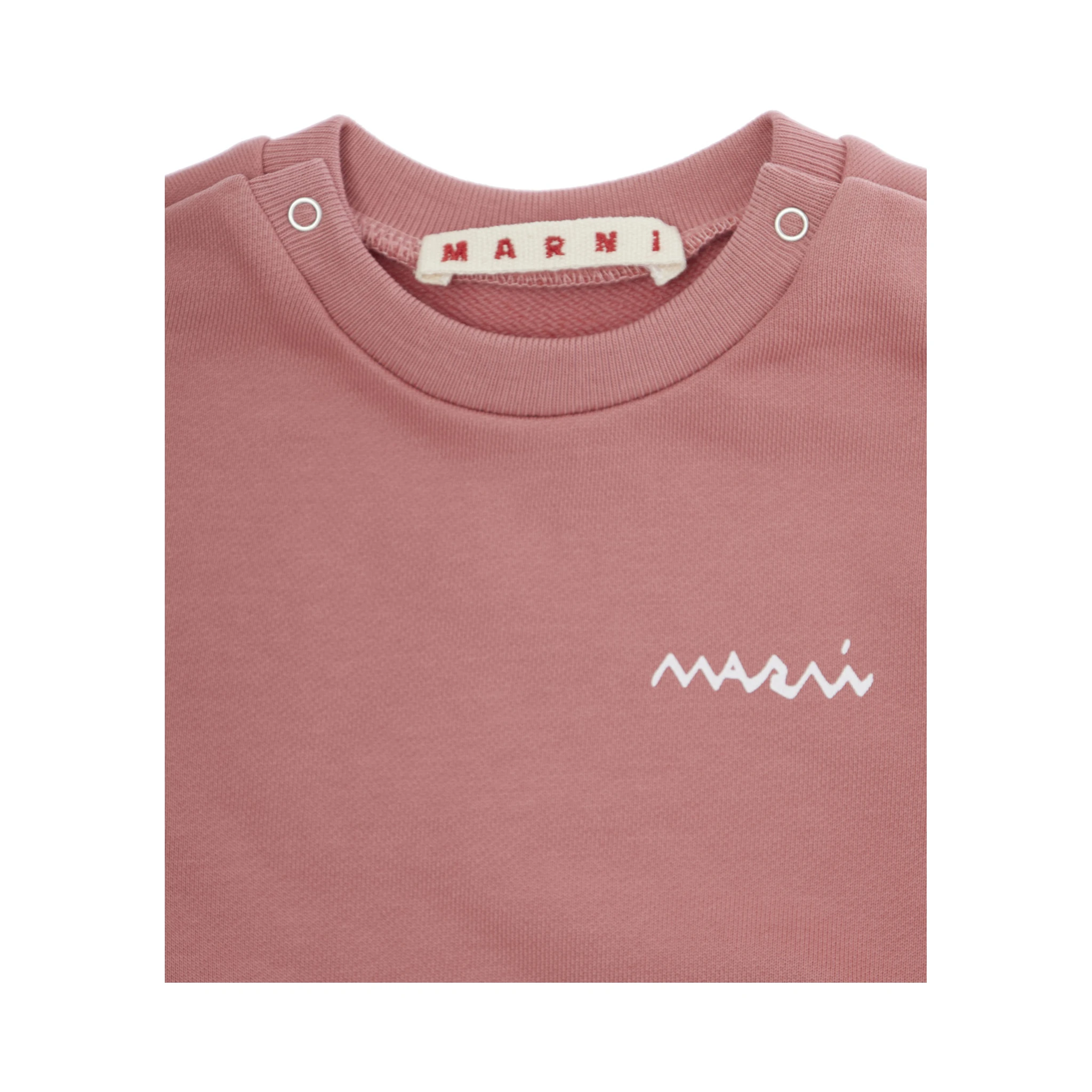 PinkDress with Logo on Front and Flared Skirt in Cotton Baby