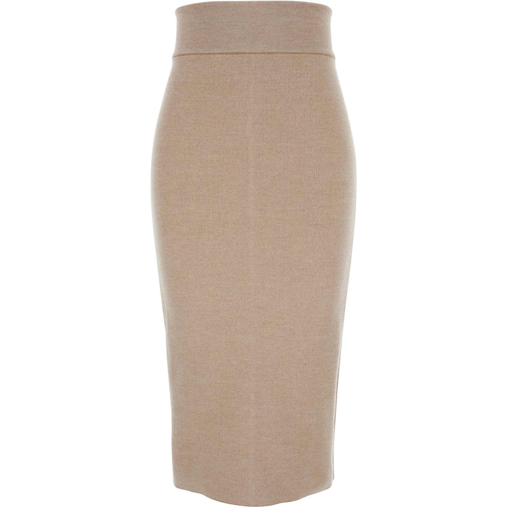 Beige Skirt with Pencil Desgin in Wool Woman