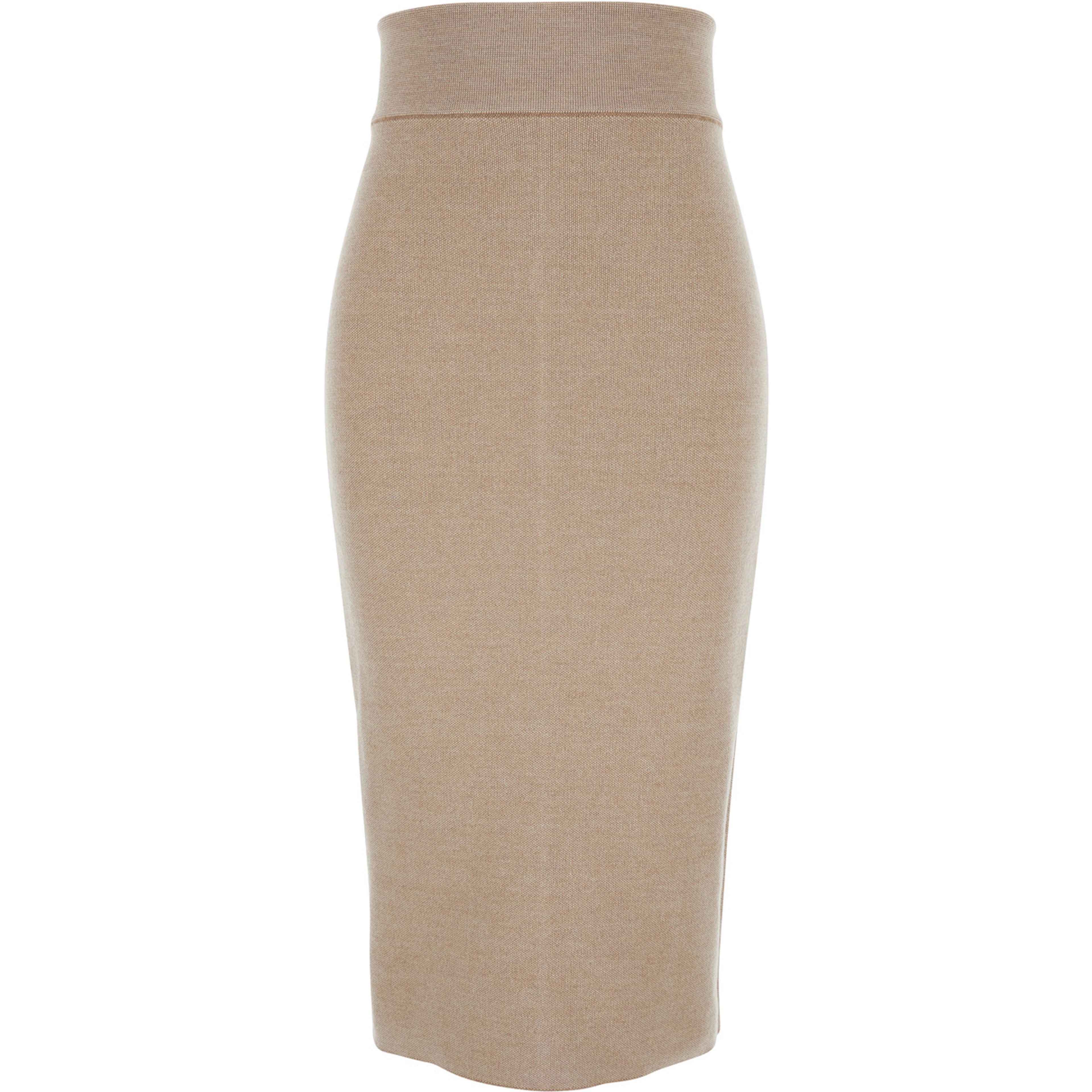 Beige Skirt with Pencil Desgin in Wool Woman