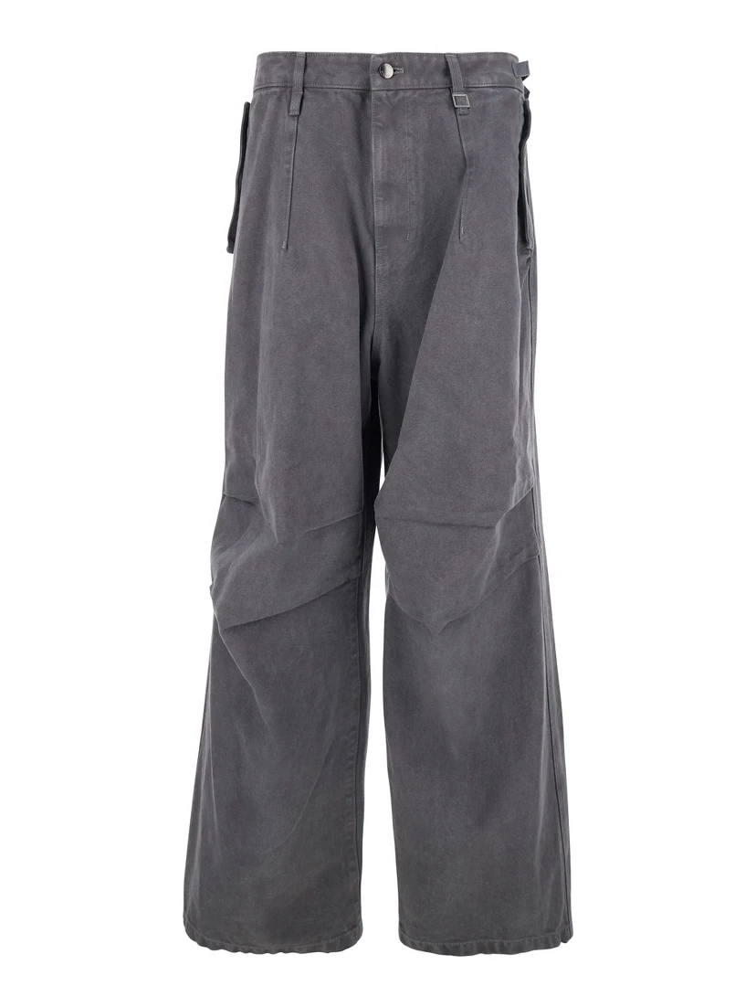 Grey Pants with Belt Loops in Cotton Man