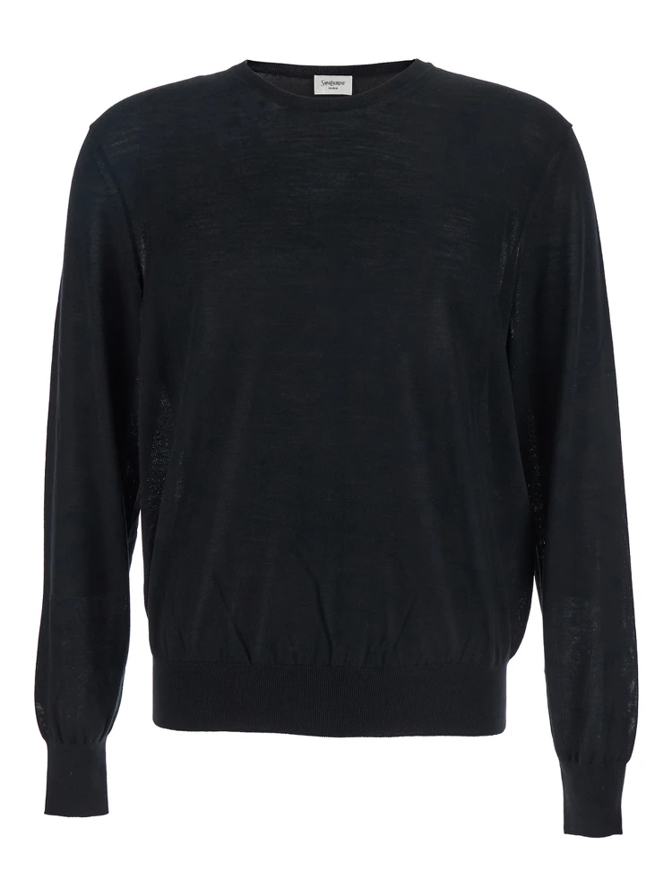 Black Crewneck Sweater with Cassandre in Cashmere Man