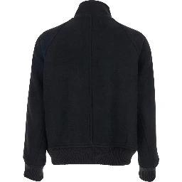 Regards Black Jacket with Front Zip Closure in Wool Blend Man
