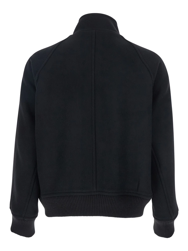 Regards Black Jacket with Front Zip Closure in Wool Blend Man