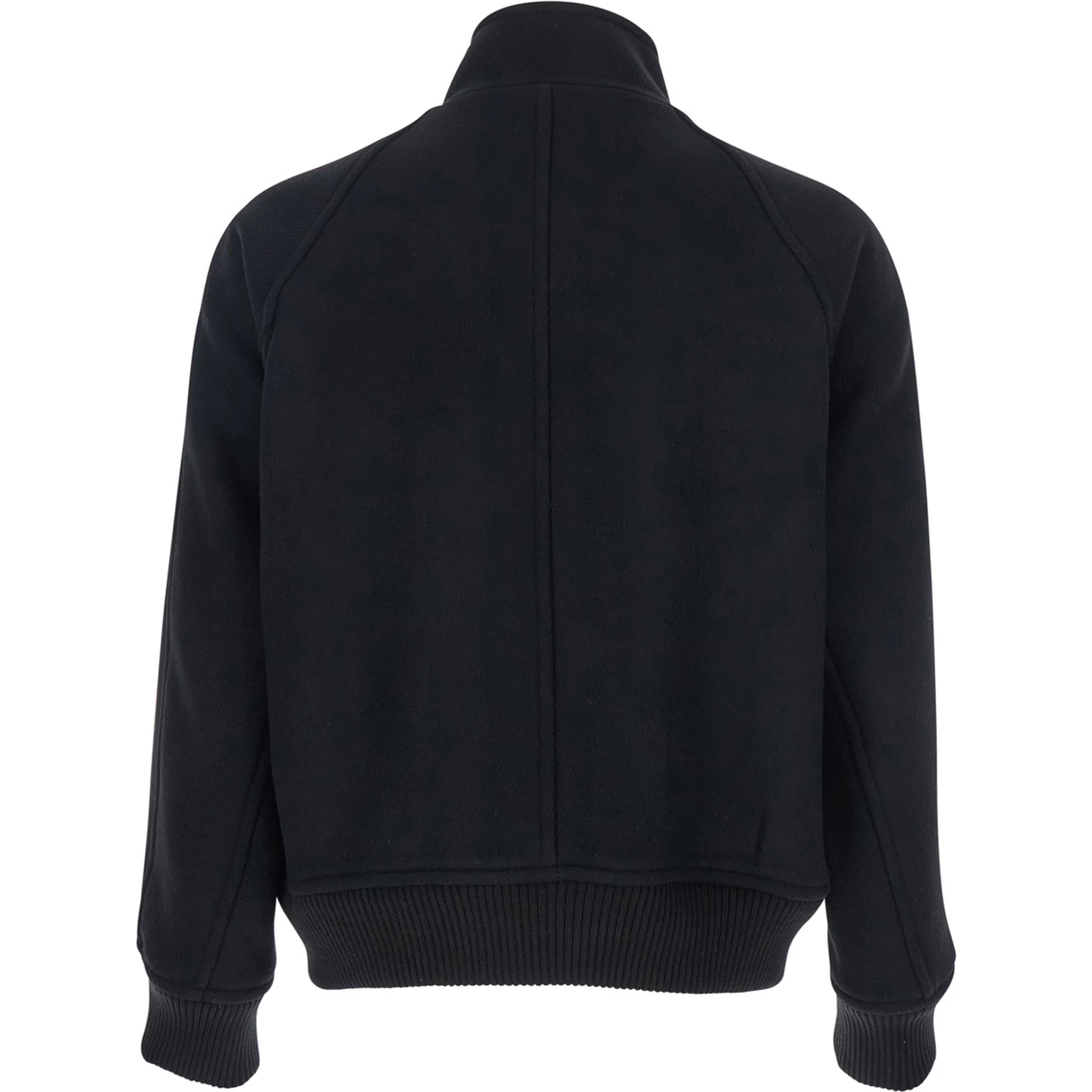 Regards Black Jacket with Front Zip Closure in Wool Blend Man