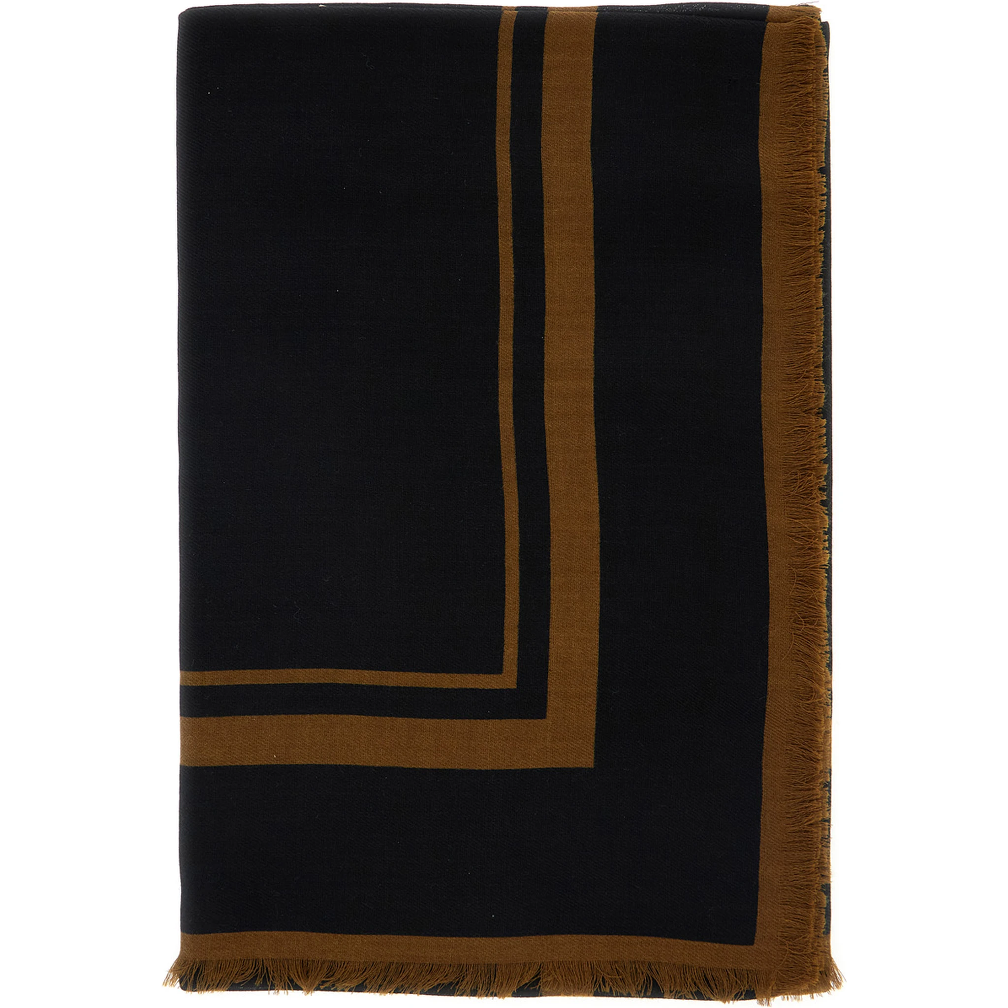 Black Square Scarf with Cassandre on the Front and Leopard Motif in Wool Woman