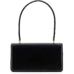 Vain Black Shoulder Strap with VLogo Plaque on the Front and One Top Handle in Leather Woman