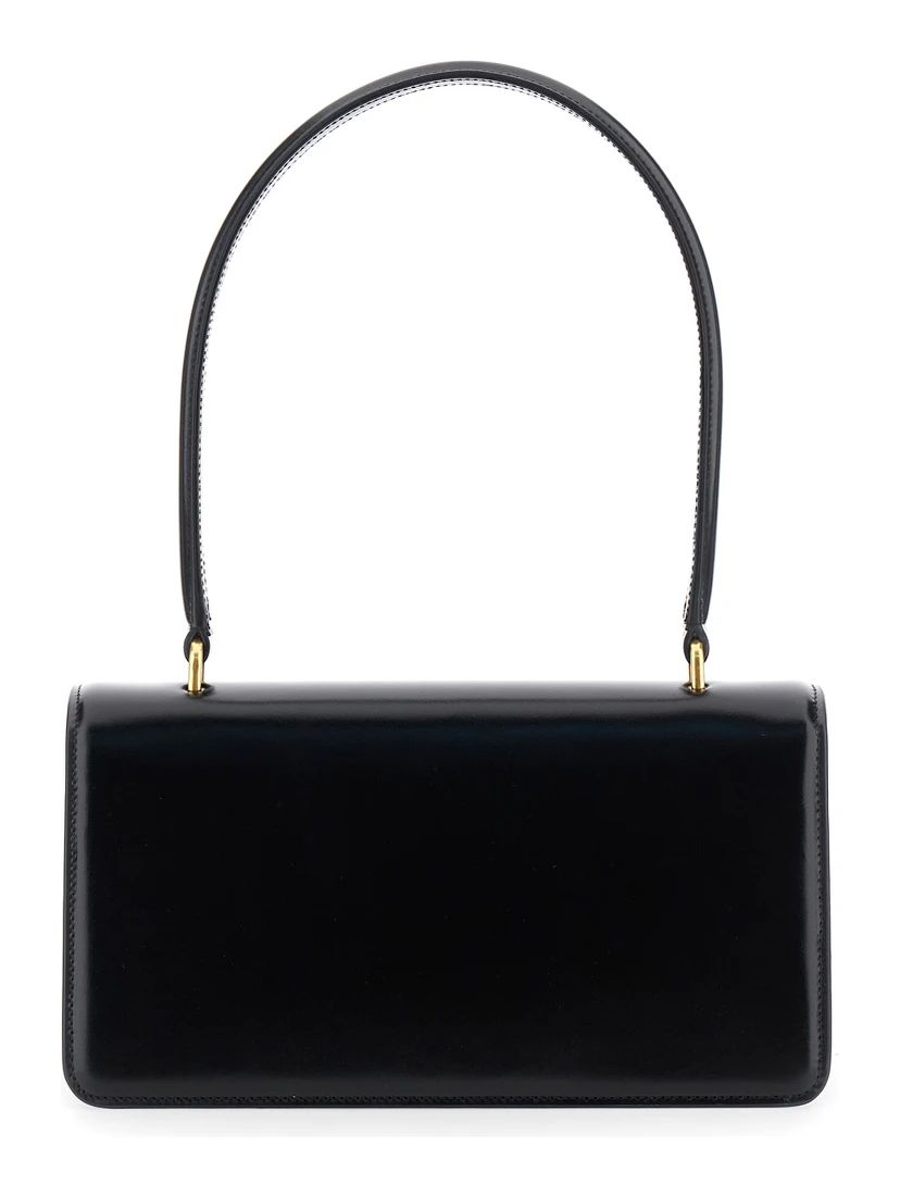 Vain Black Shoulder Strap with VLogo Plaque on the Front and One Top Handle in Leather Woman