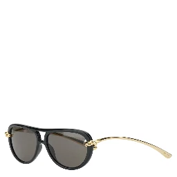 Black Sunglasses with Cut-Out Motif on the Temples and Knot Detail on the Temples in Acetate Woman