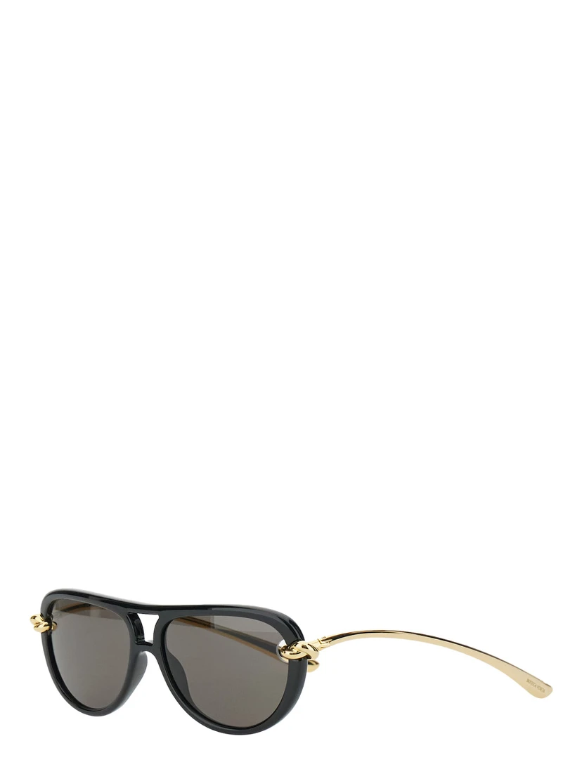 Black Sunglasses with Cut-Out Motif on the Temples and Knot Detail on the Temples in Acetate Woman