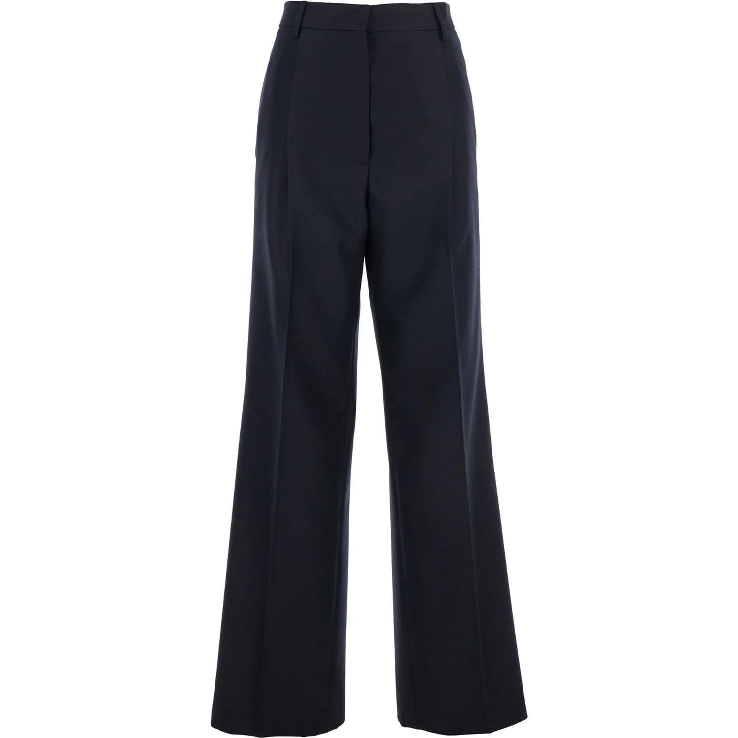Portias Blue Pants with Wide Leg and Two Rear Welt Pockets in Wool Woman