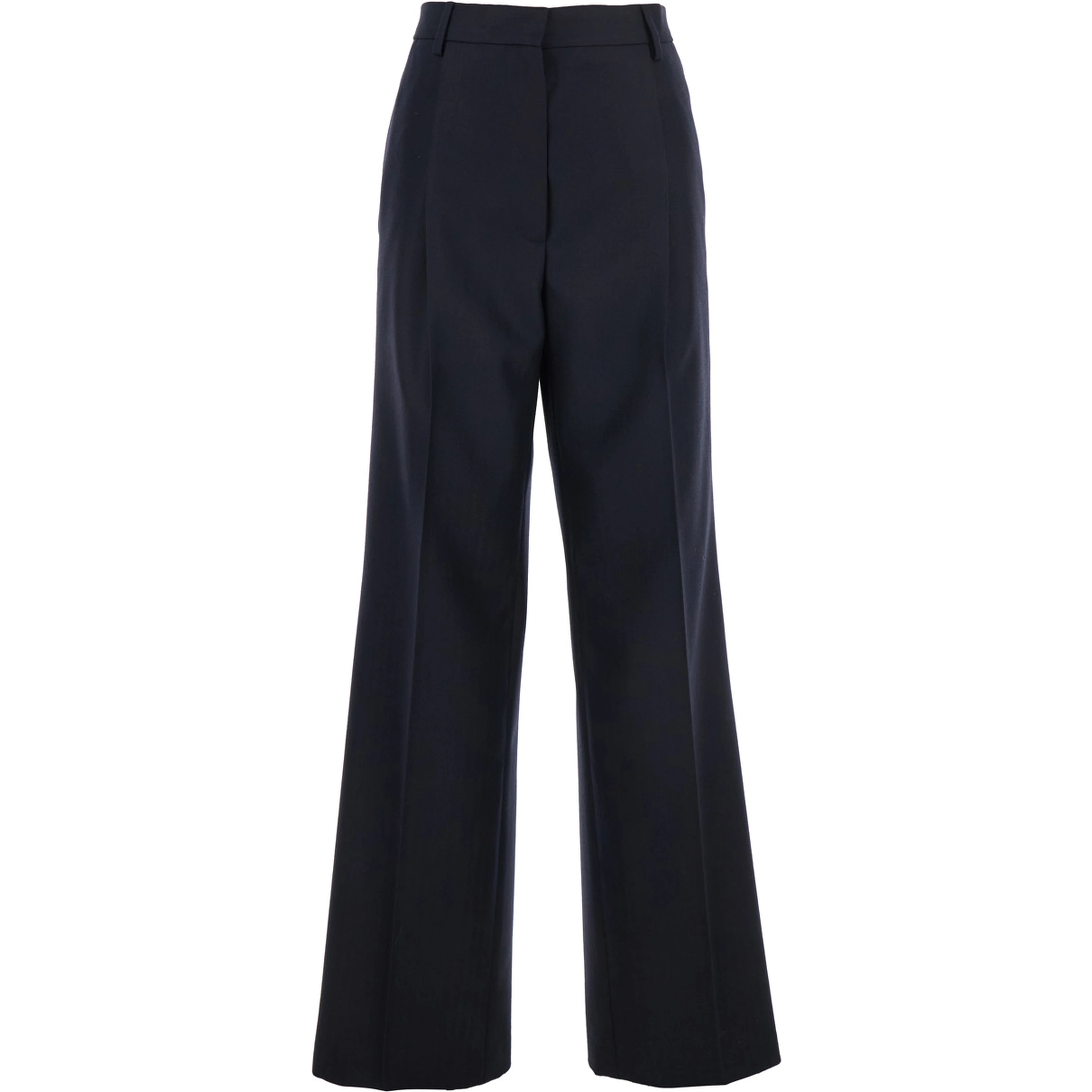 Portias Blue Pants with Wide Leg and Two Rear Welt Pockets in Wool Woman