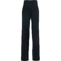 Black High Waisted Trousers in Cashmere and Wool Blend Woman
