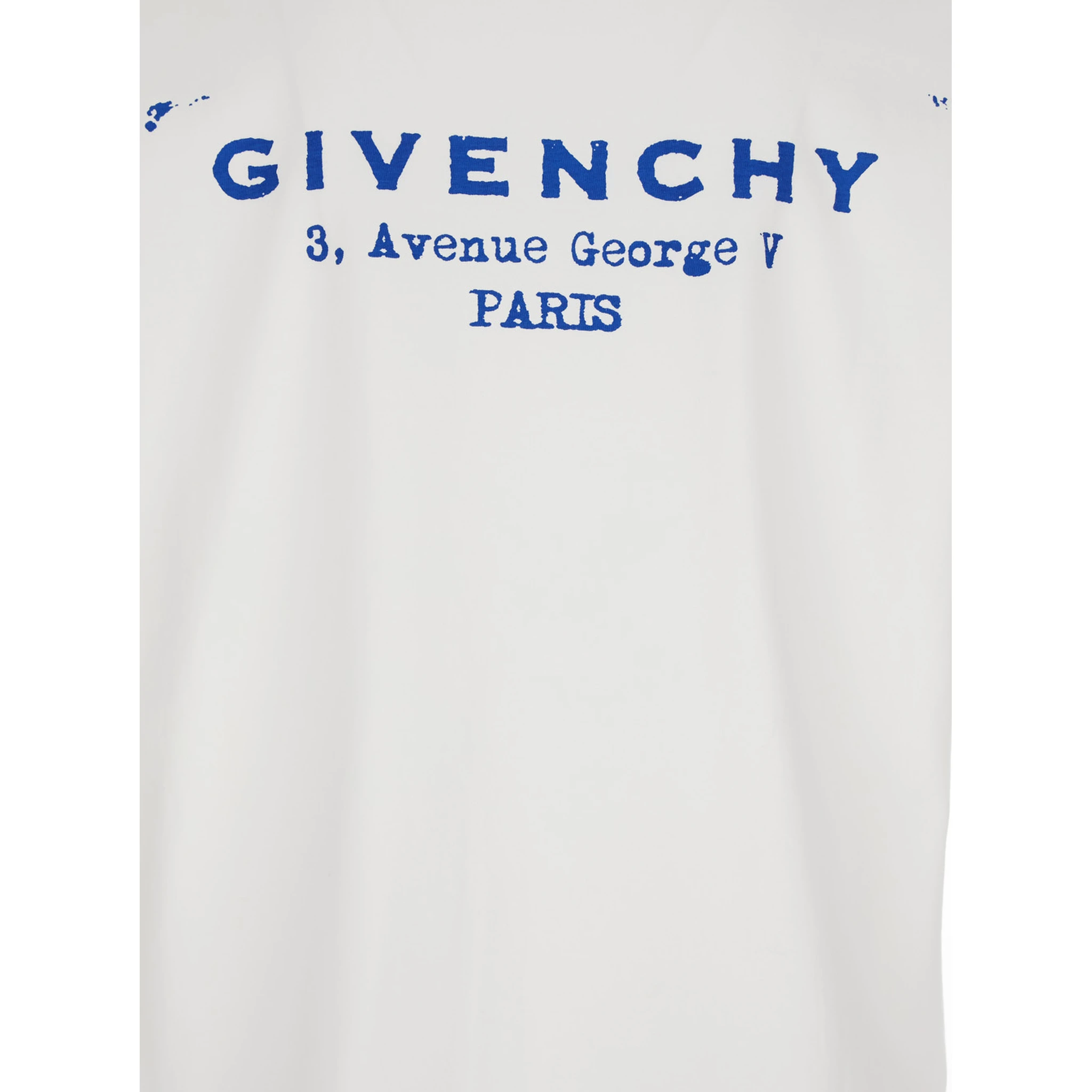 تيشيرت أبيض برقبة دائرية وشعار مطبوع على الظهر، مصنوع من القطن الرجالي