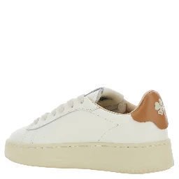 Dallas White Low Top Sneakers with Logo Patch on the Tongue and Contrasting Heel with Logo in Leather Boy