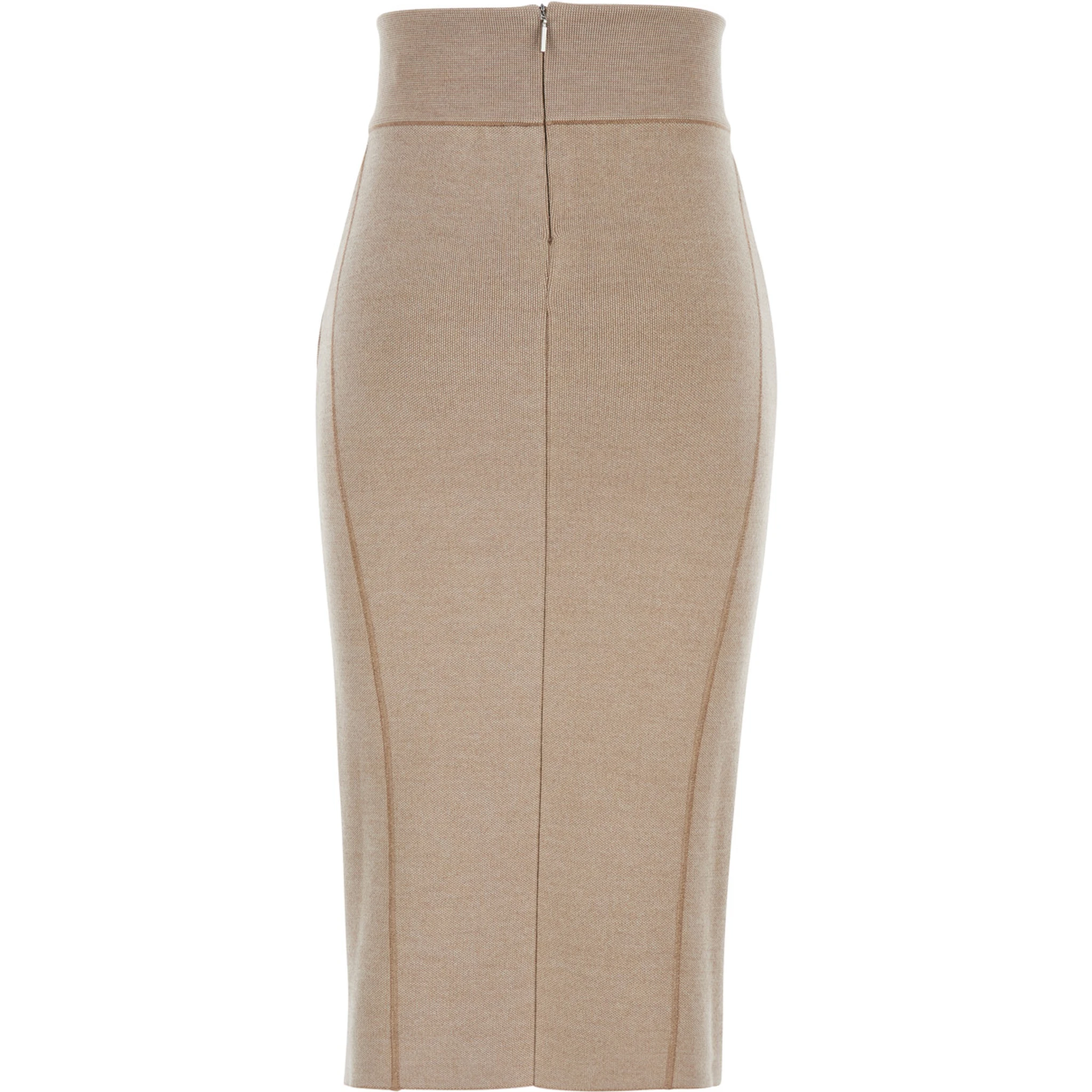 Beige Skirt with Pencil Desgin in Wool Woman