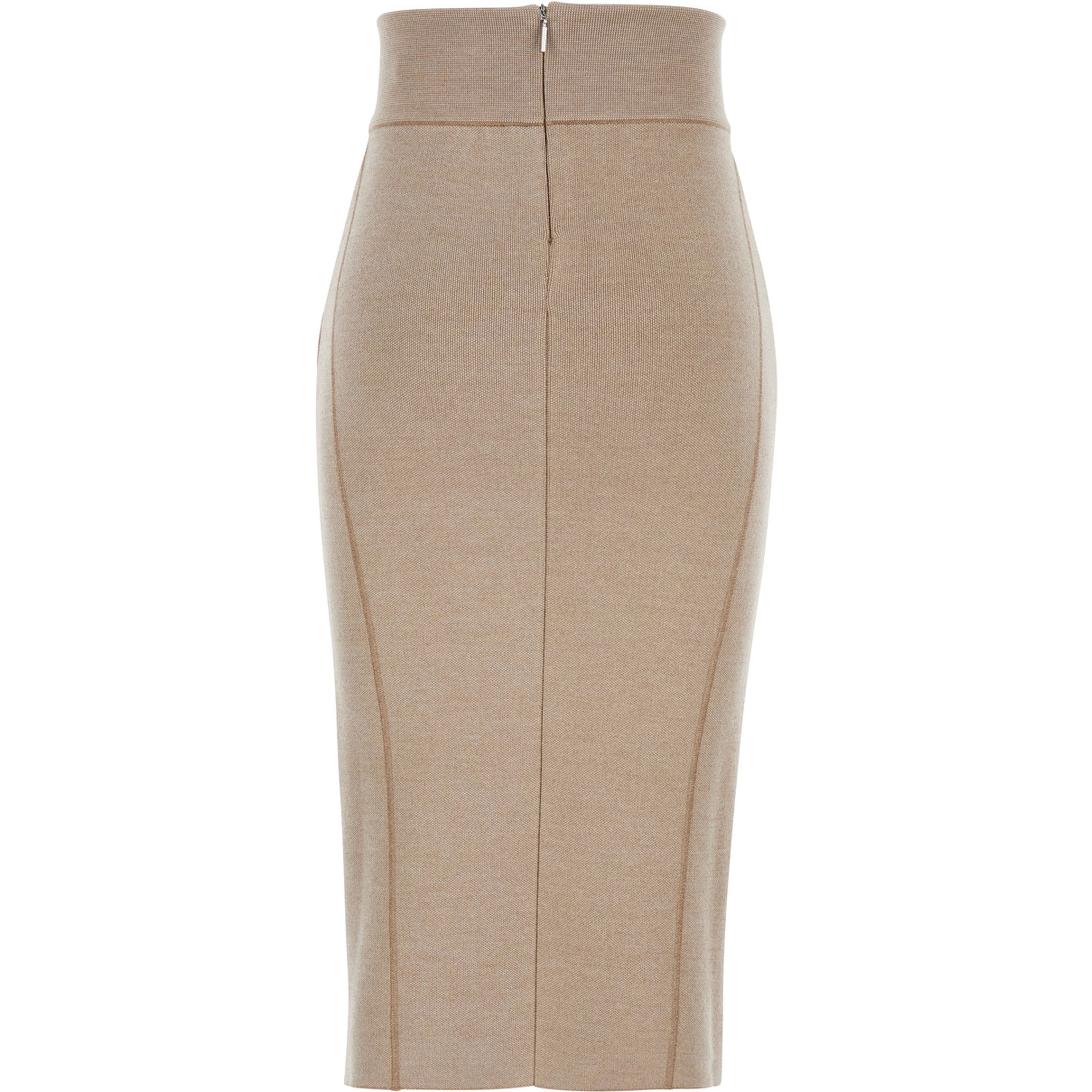 Beige Skirt with Pencil Desgin in Wool Woman