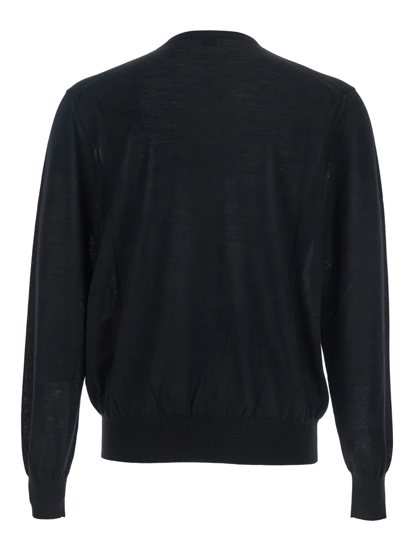 Black Crewneck Sweater with Cassandre in Cashmere Man