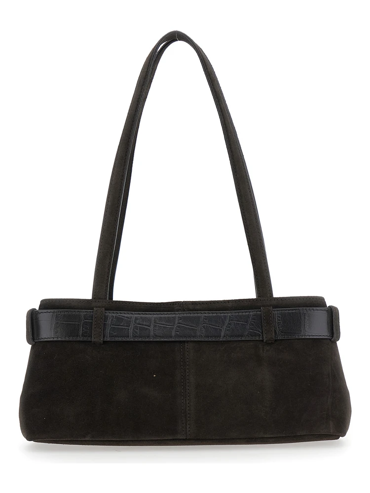 Brocle Brown Shoulder Bag with Belt and Pendant Key Details in Suede Woman alternative