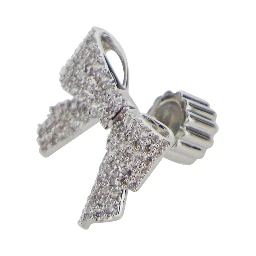 Metallic Earings with All-Over Gemstone Embellishments and Bow Design in Brass Blend Woman