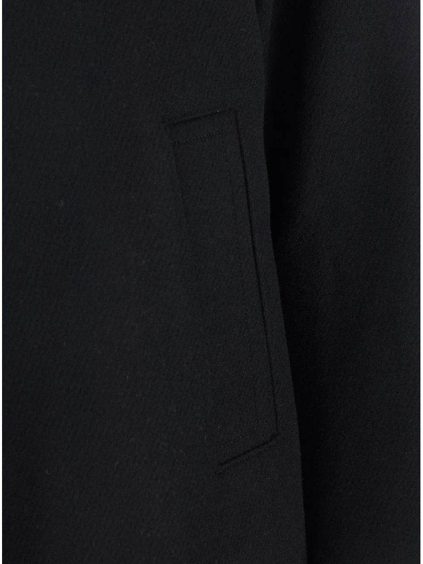 جاكيت رجالي أسود بسحاب أمامي من مزيج الصوف