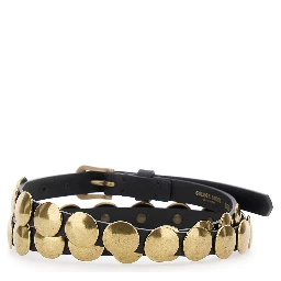 Trinidad Black Belt with Pin-Buckle Closure and Stud Details in Leather Woman