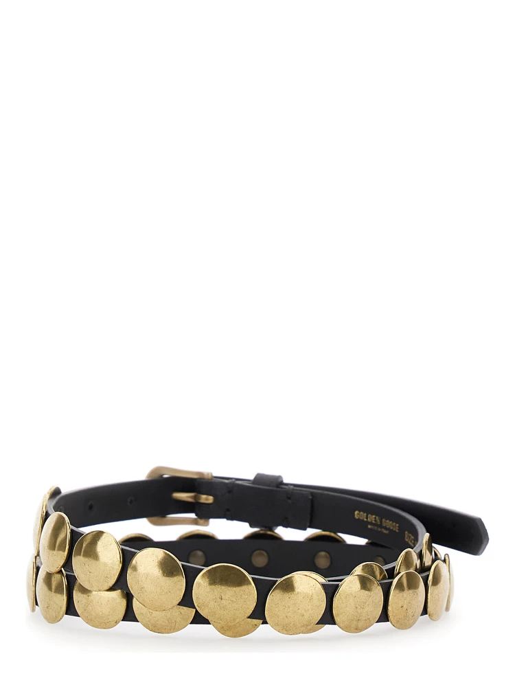 Trinidad Black Belt with Pin-Buckle Closure and Stud Details in Leather Woman alternative