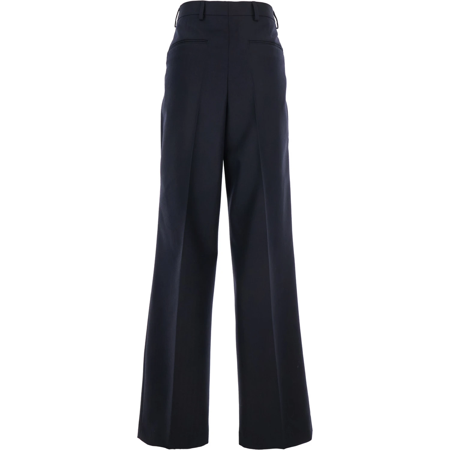 Portias Blue Pants with Wide Leg and Two Rear Welt Pockets in Wool Woman