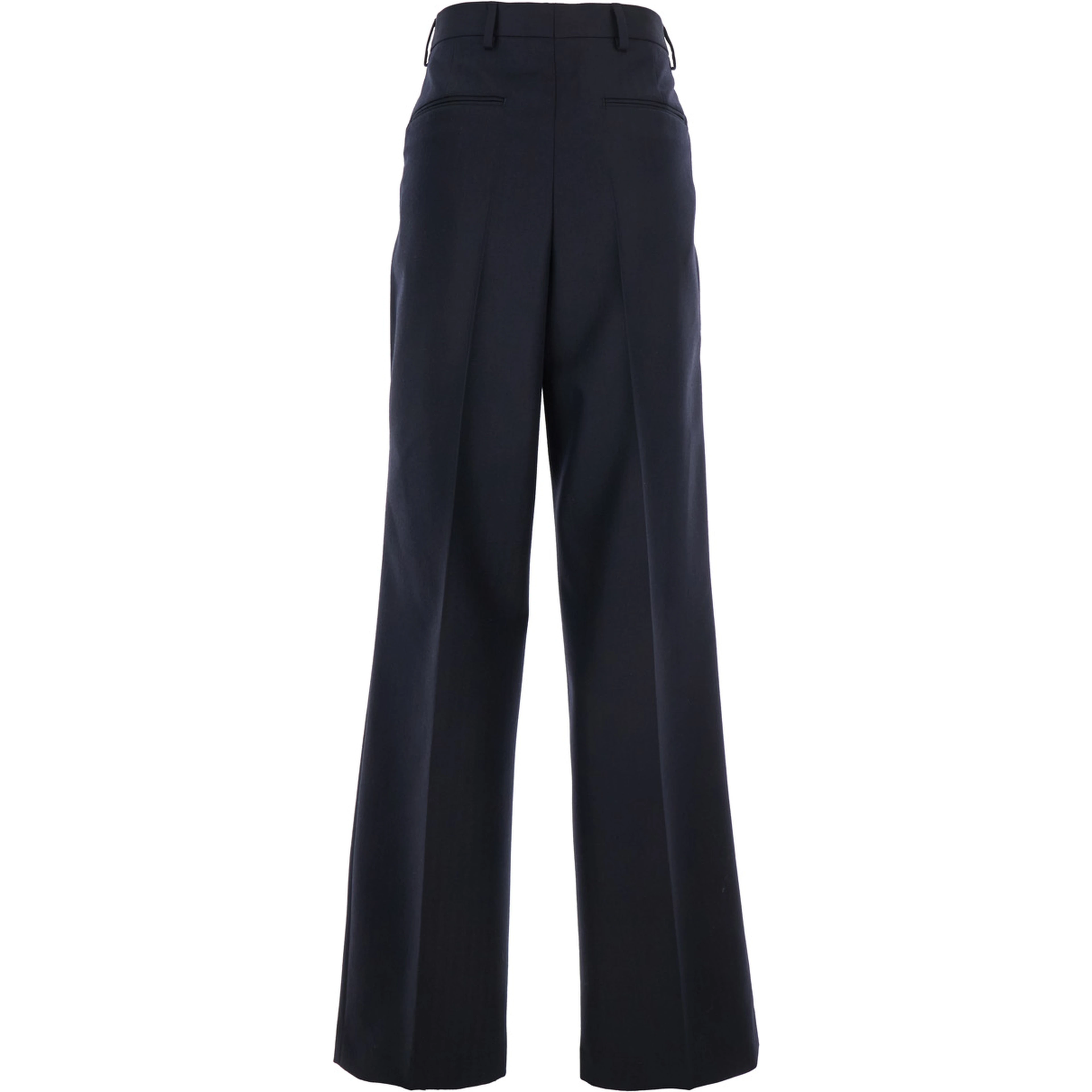 Portias Blue Pants with Wide Leg and Two Rear Welt Pockets in Wool Woman