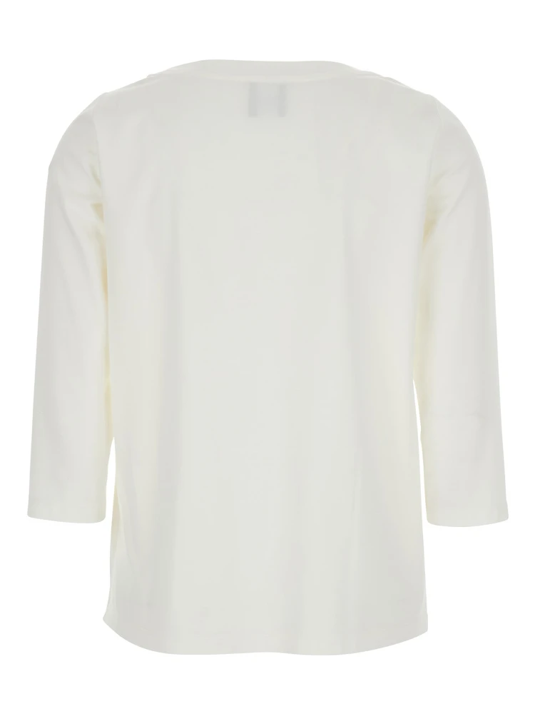 White T-Shirt with Round Neck And Three-Quarter Sleeves In Fabric Woman alternative