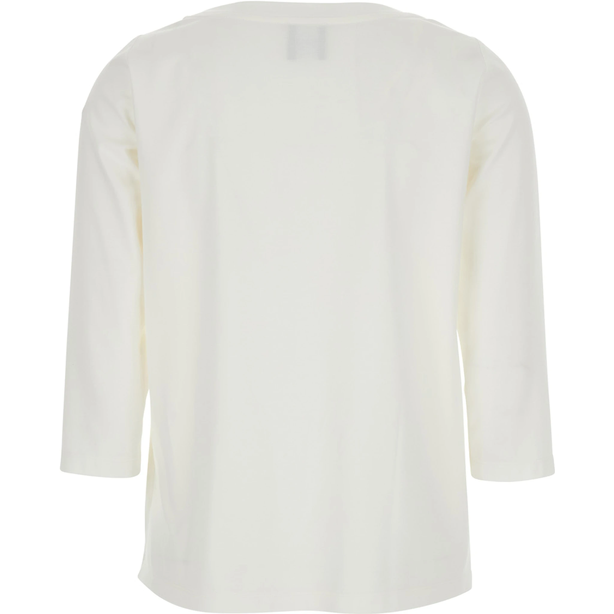 White T-Shirt with Round Neck And Three-Quarter Sleeves In Fabric Woman