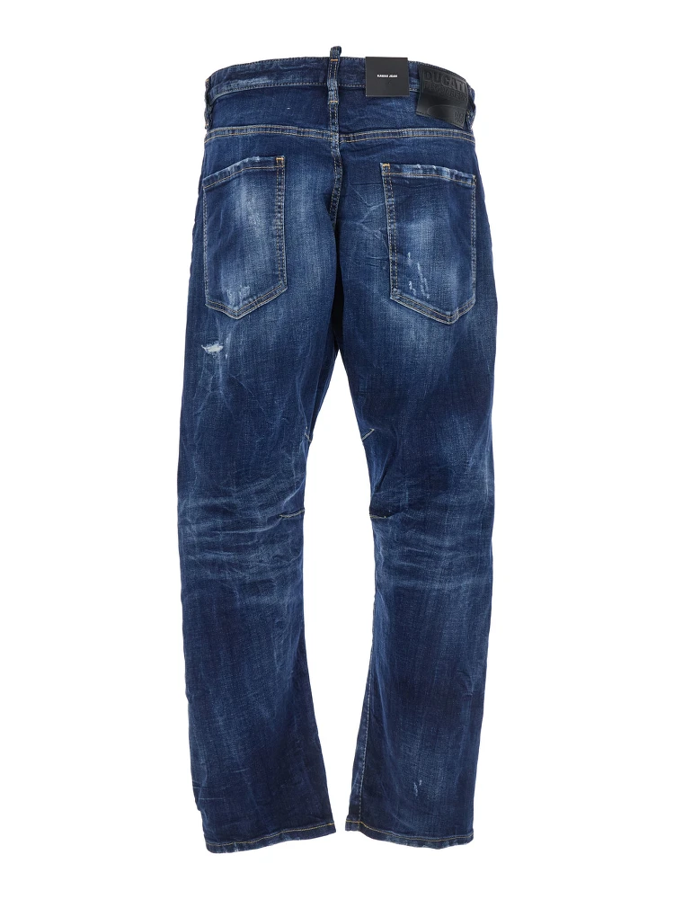 Ducati x D2 Blue Jeans with Logo Patch on the Rear and Belt Loops in Denim Man alternative
