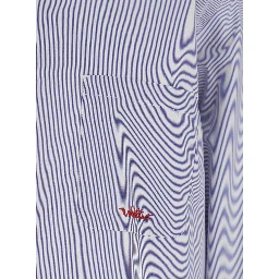 قميص أزرق فاتح بياقة كلاسيكية ونقشة مخططة بالكامل من القطن الرجالي