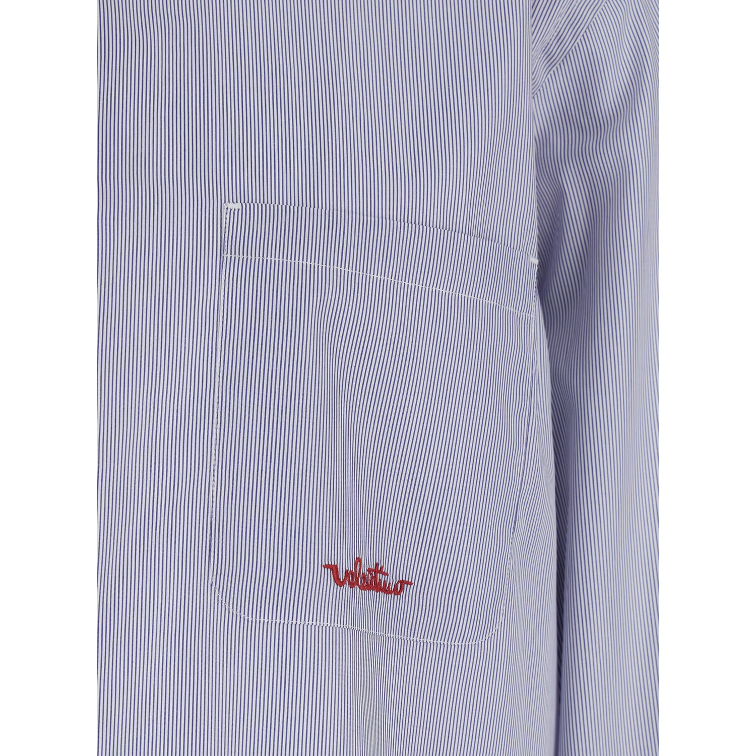 Light Blue Shirt with Classic Collar and All-Over Striped Motif in Cotton Man