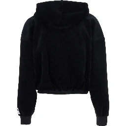 Black Sweatshirt with Fixed Hood and Logo Patch on the Sleeve in Cotton Blend Woman