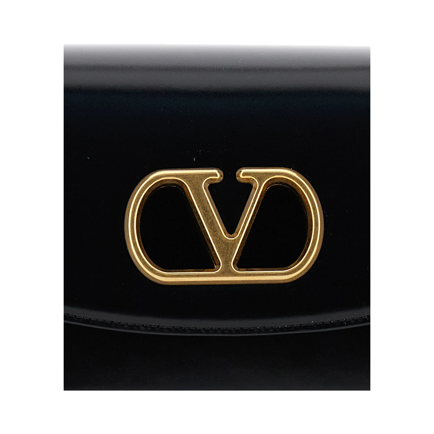 Vain Black Shoulder Strap with VLogo Plaque on the Front and One Top Handle in Leather Woman