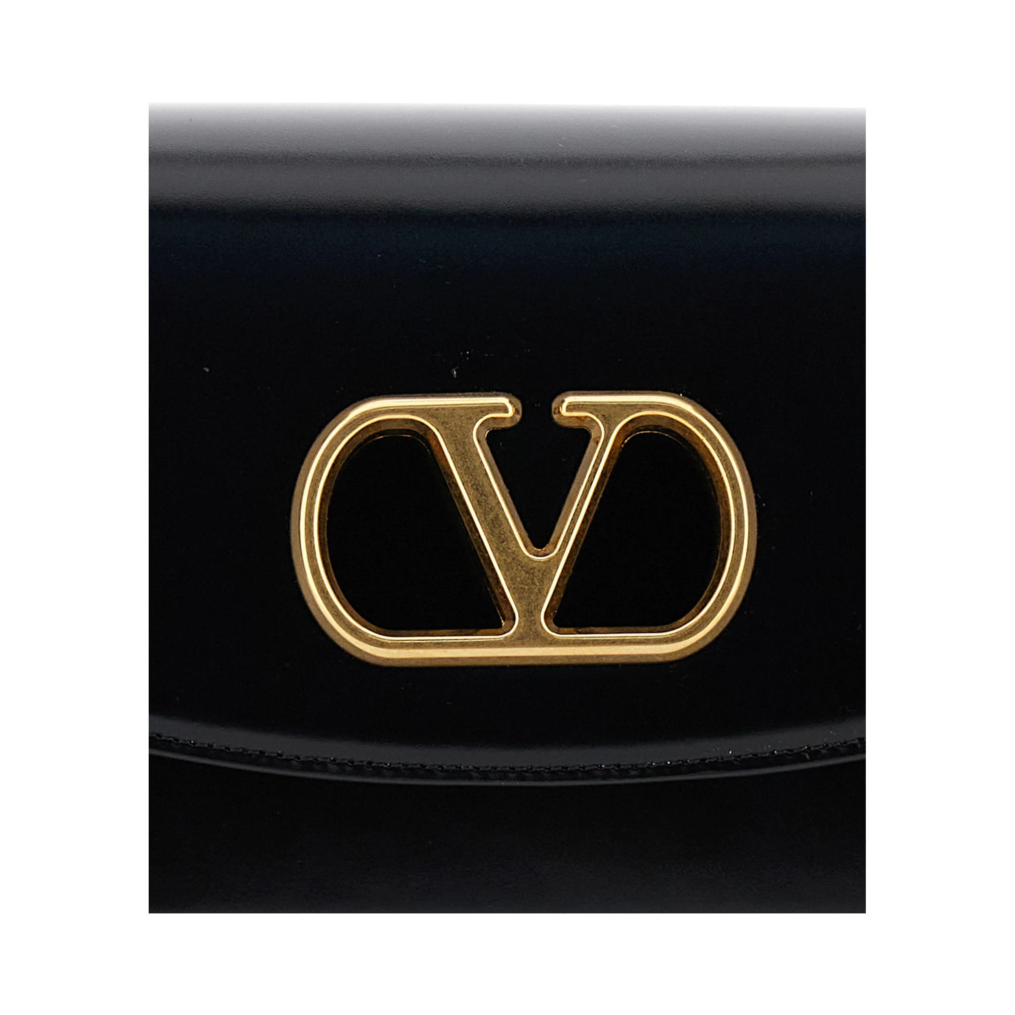 Vain Black Shoulder Strap with VLogo Plaque on the Front and One Top Handle in Leather Woman