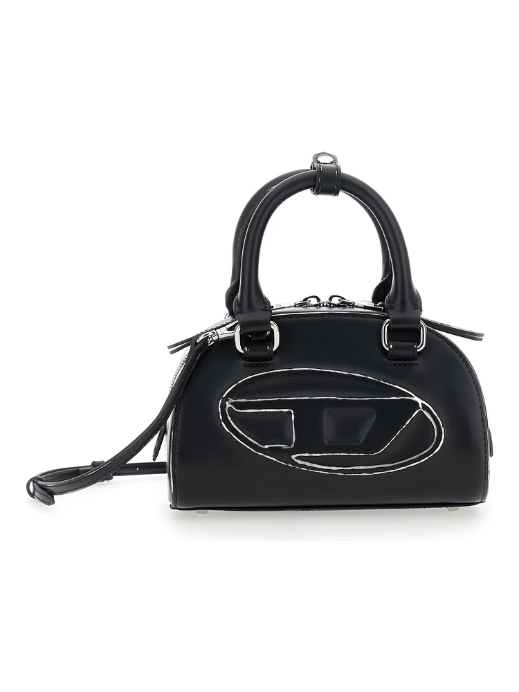 Dome Black Handbags with Oval D Logo on the Front in Eco Leather Woman