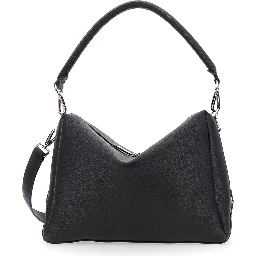 Lui Large Black Shoulder Bag with Removable Strap in Leather Man