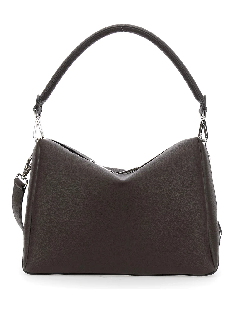 Lui Large Brown Shoulder Bag with Removable Strap in Leather Man