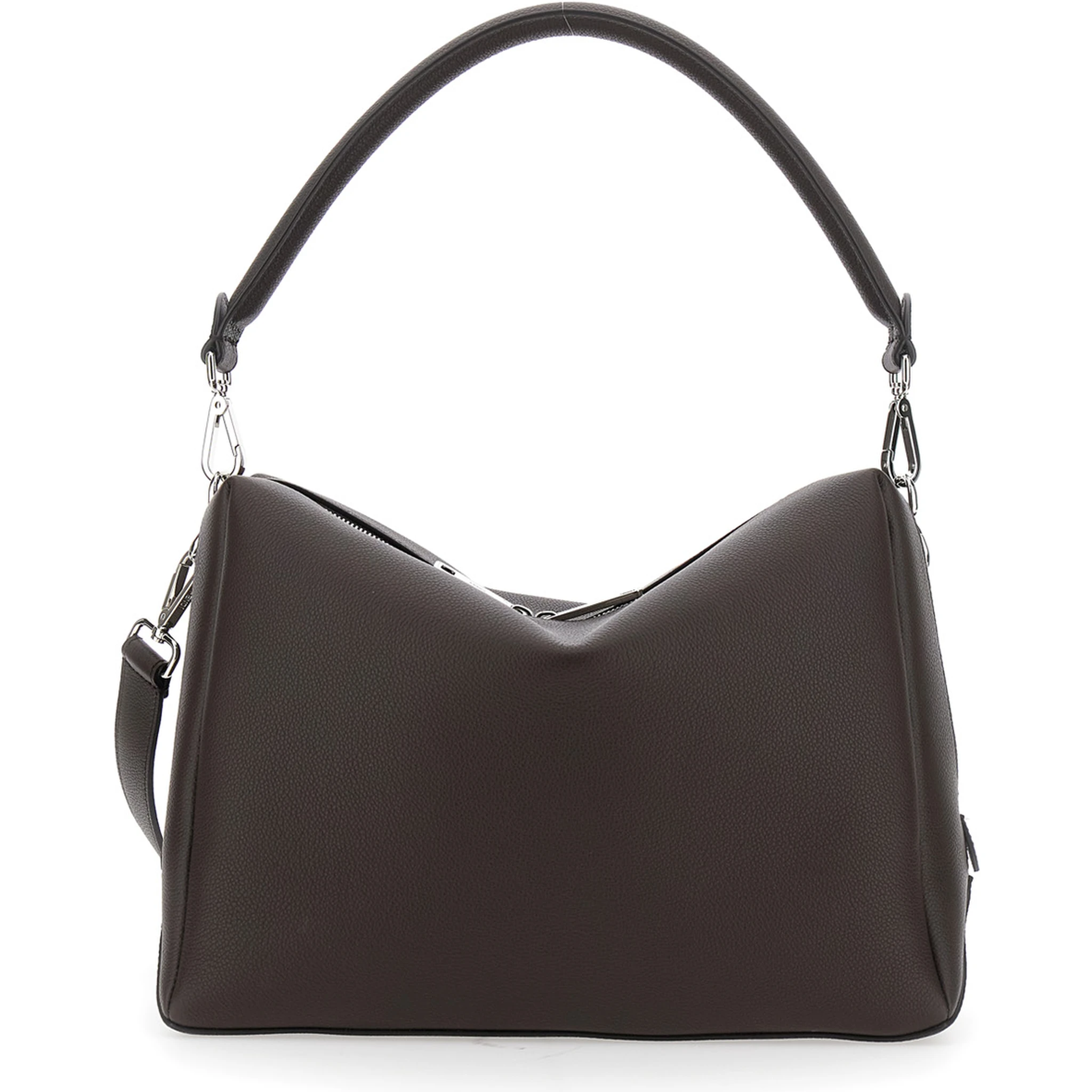 Lui Large Brown Shoulder Bag with Removable Strap in Leather Man