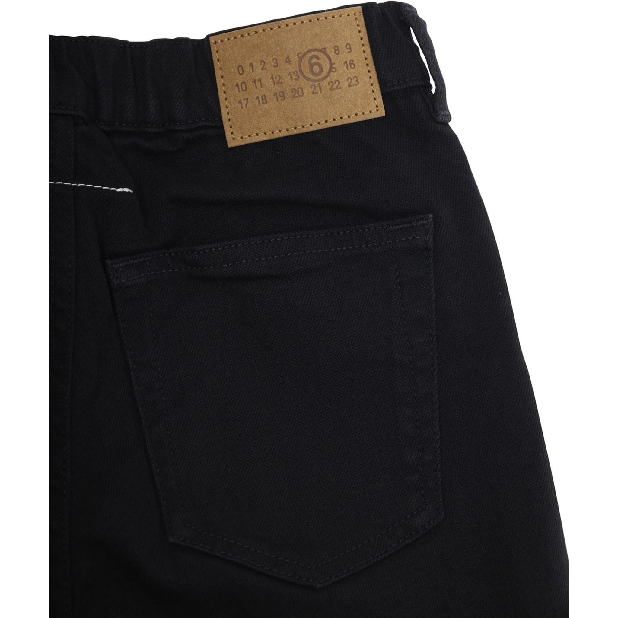 Black Pants with Rear Elastic Waist and Logo Patch on the Rear in Cotton Stretch Boy