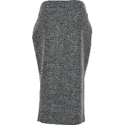 Grey Skirt with Button Closure in Wool Woman