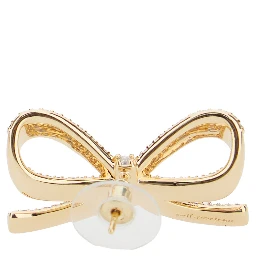 Metallic Bow Shaped Earings with Crystal Embellishments in Gold Plated Brass Woman