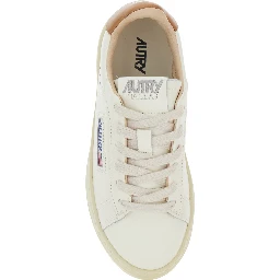 Dallas White Low Top Sneakers with Logo Patch on the Tongue and Contrasting Heel with Logo in Leather Boy