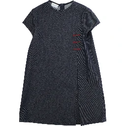 Blue Round Neck Dress with Web Details in Cotton Girl