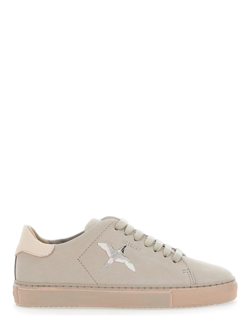 Clean 90 Grey Low Top Sneakers with Logo Embroidery on the Side in Leather Woman