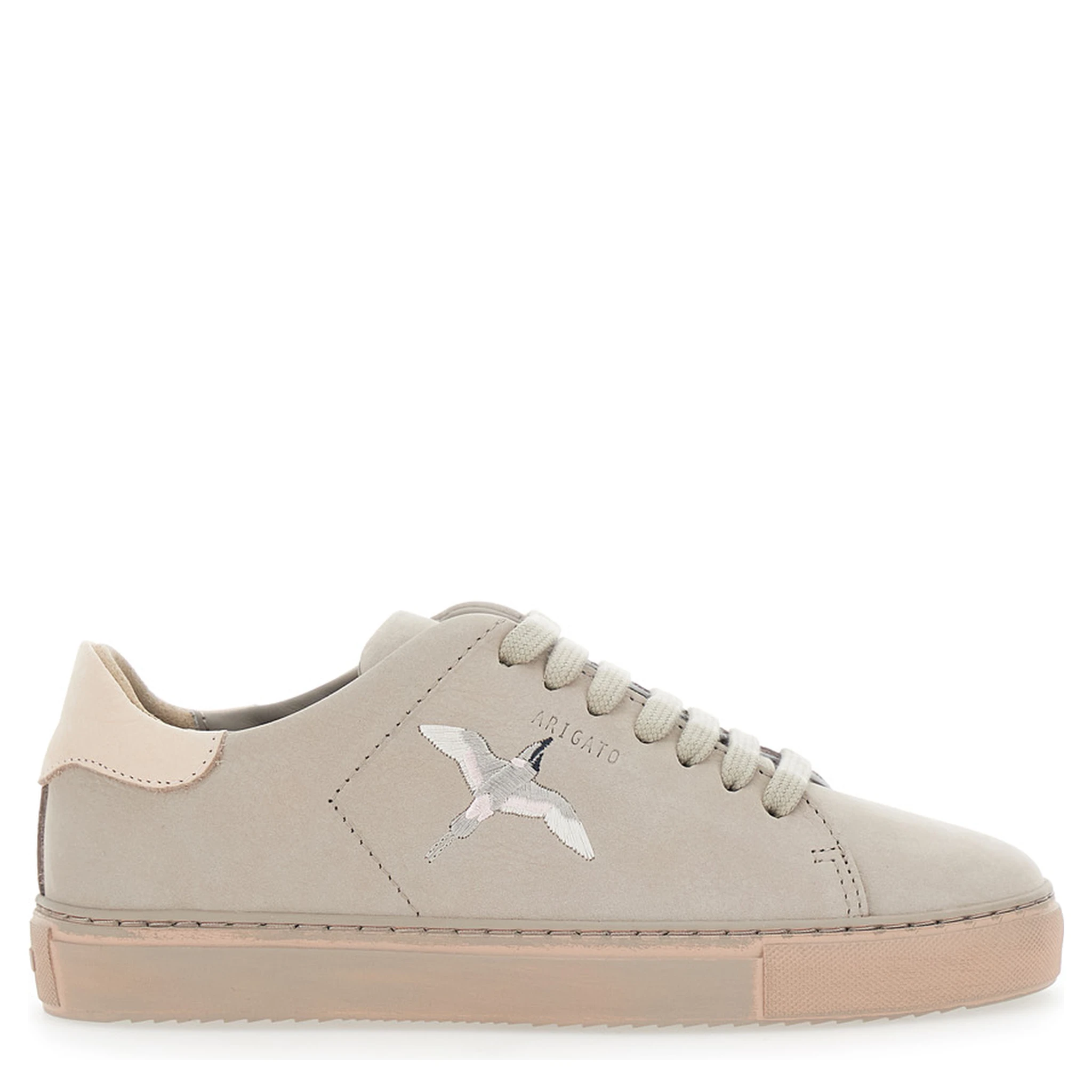 Clean 90 Grey Low Top Sneakers with Logo Embroidery on the Side in Leather Woman